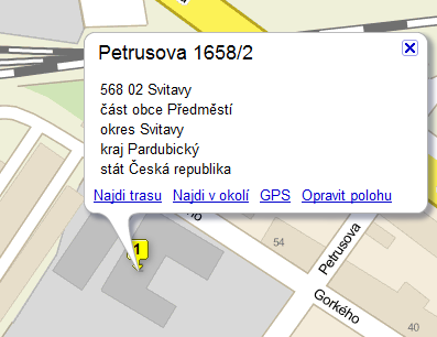 Zobrazení na mapě.